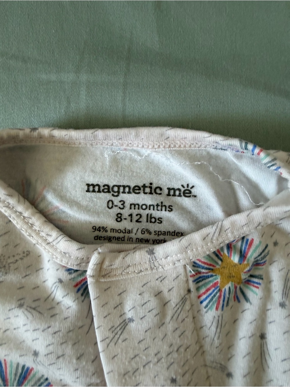 Magnetic Me Cream Moon & Starburst Print Footie - Picture 3 of 4